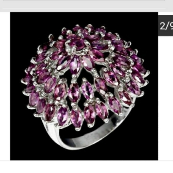 Genuine Raspberry Rhodolite Garnet Ring. W5 - Picture 2 of 3